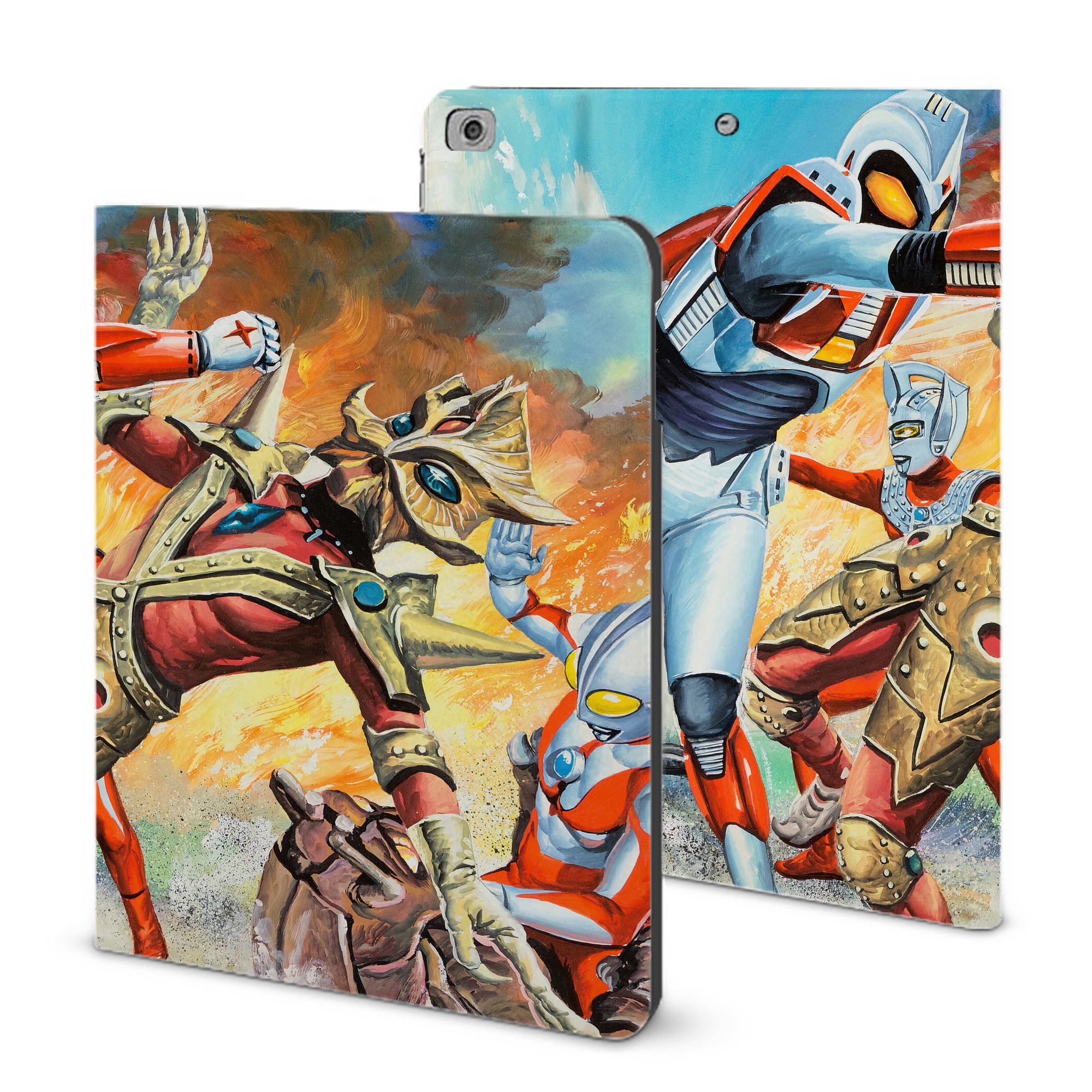 （画像用） ウルトラマン Ultraman IPad ケース ブック型 PUレザー TPU 耐衝撃 軽量 薄型 ペン収納なし 全面保護 IPad 各モデル対応